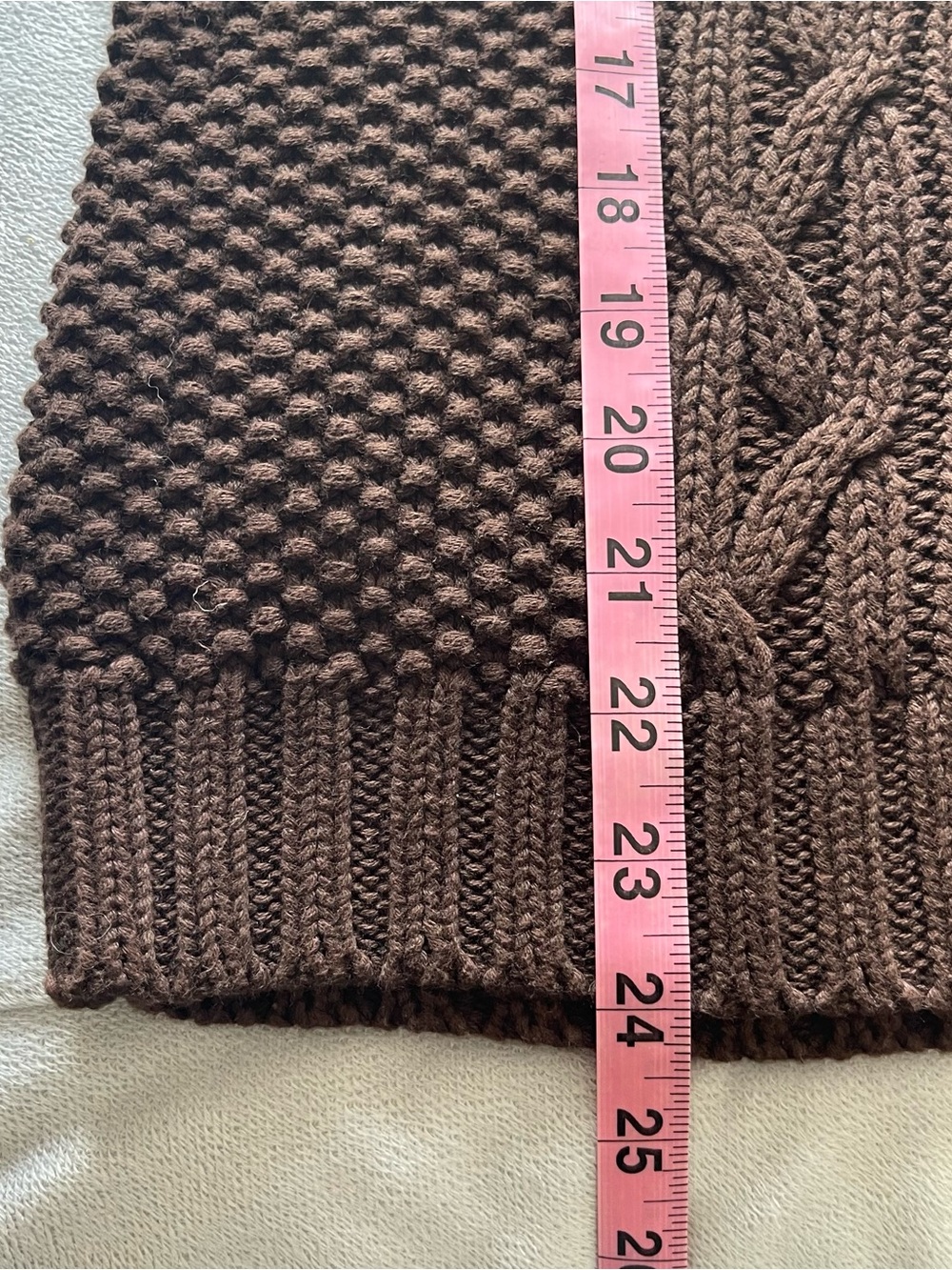 Lauren Ralph Lauren 100% cotton chocolate cable knit pullover sweater, size L - Picture 9 of 12